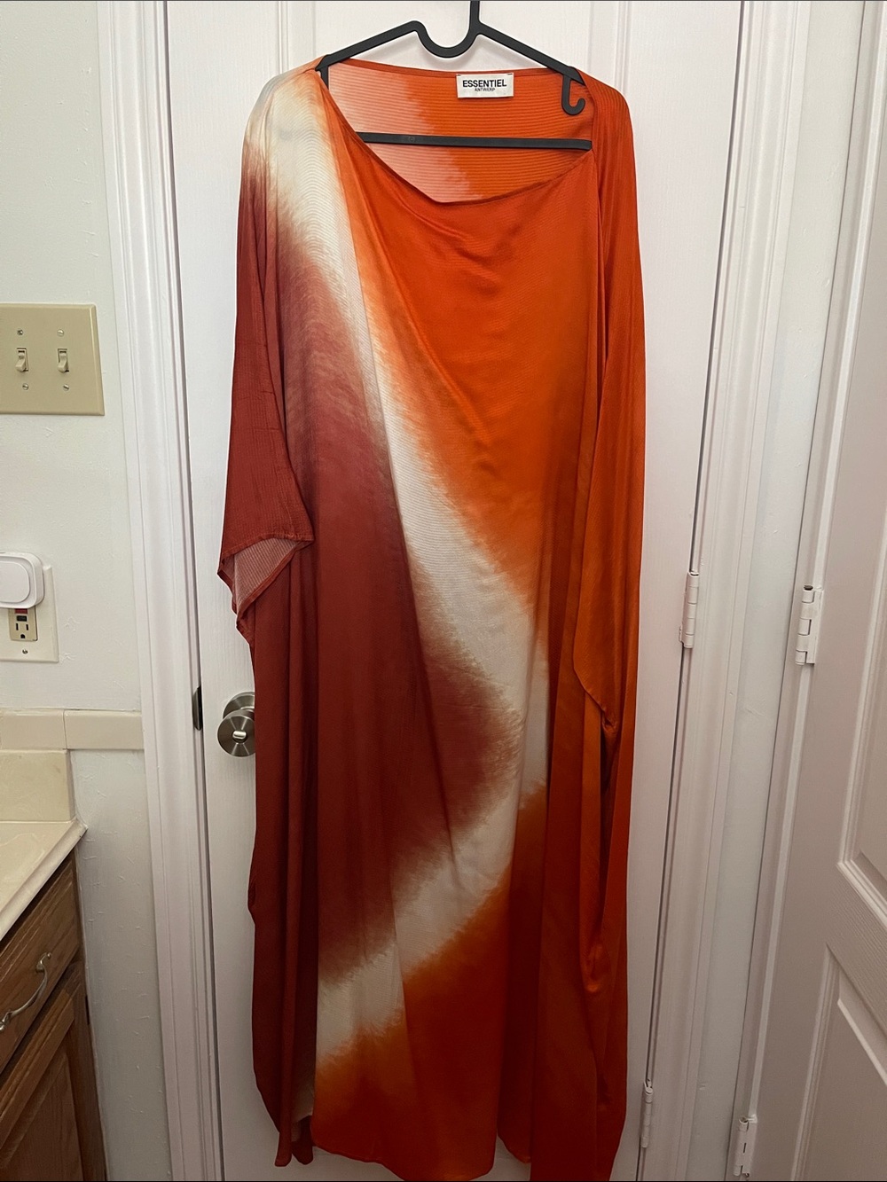 Essentiel Orange & White Tie-Dye Maxi Dress